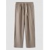 Men Solid Color Drawstring Elastic Waist Straight Wide Legged Casual Pants