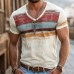 【24-hour shipping out】Men's Retro Casual Shabby Striped Printed V-Neck Short Sleeve T-Shirt MTA2517D8TO